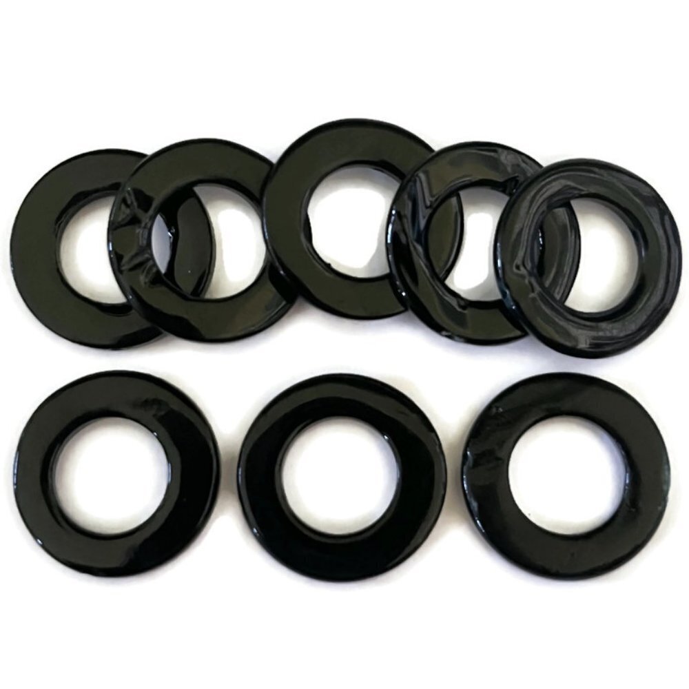 As Low As $2 Medium Black MOP Shell Flat Donut Ring Hoop Frame Beads (8)
